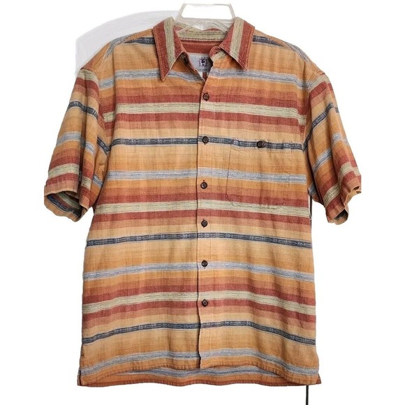 The Territory Ahead Shirt Multicolor Stripe Summer Button Short Sleeve Sz L - Picture 1 of 7
